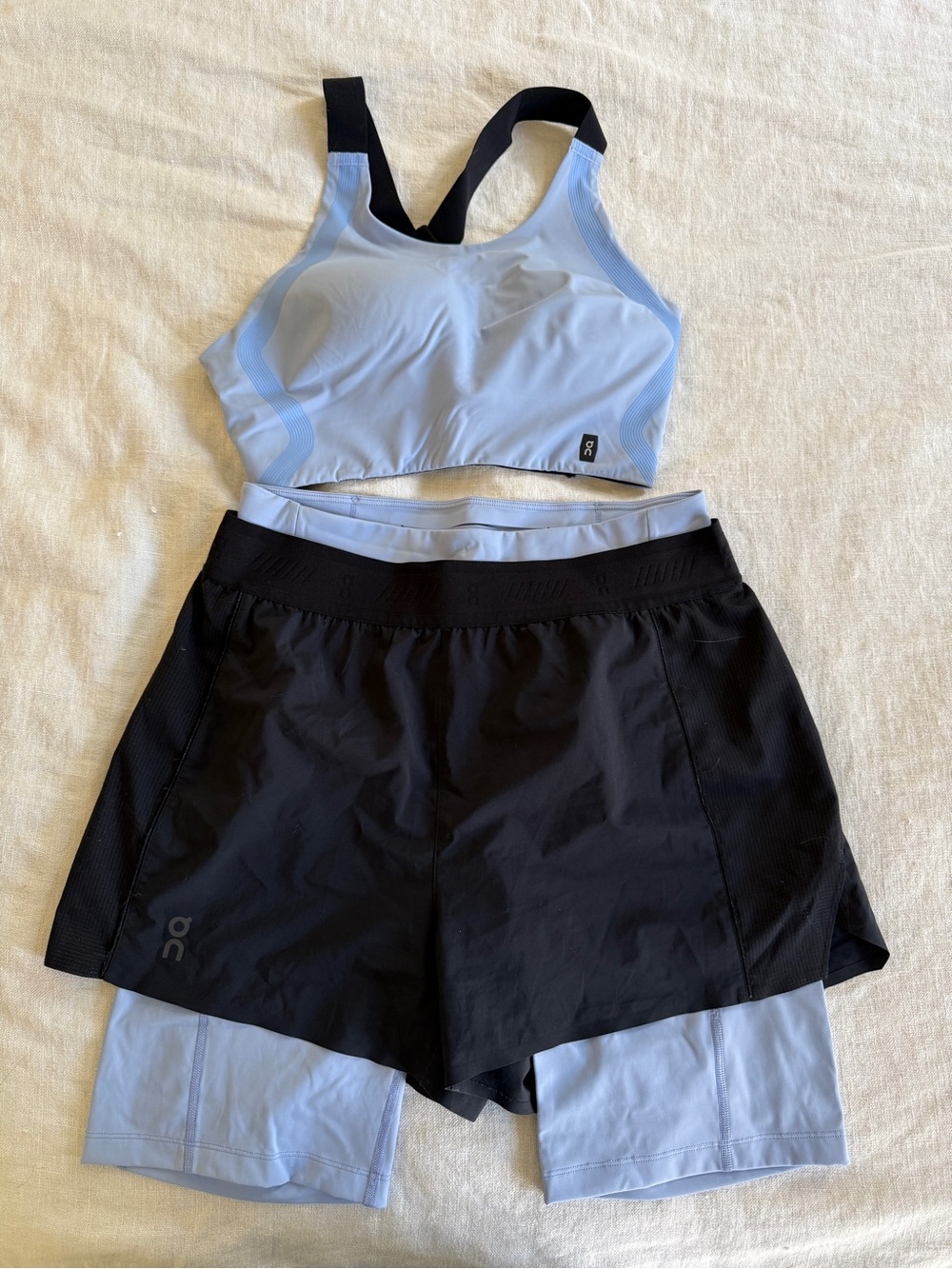 On Running Light Blue and Black Women's Running Set (size 6 US)